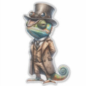 Steampunk Chameleon Transparenter Aufkleber (Vorderseite)