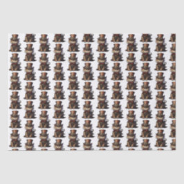 Steampunk Chat Kitten roter Hut Seidenpapier