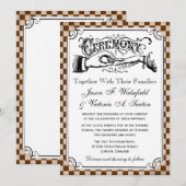 Steampunk-Checkboard Hochzeitsempfang Einladung (Vorne/Hinten)
