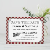 Steampunk-Checkerboard Hochzeit Speichern Sie die Save The Date (Stehend Vorderseite)