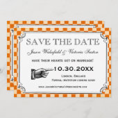 Steampunk-Checkerboard Hochzeit Speichern Sie die Save The Date (Vorne/Hinten)