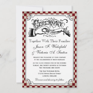 Steampunk Checkerboard Wedding Einladung