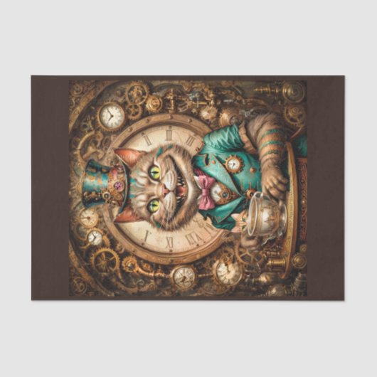 Steampunk Cheshire Cat - Alice im Wunderland Seidenpapier (Vorderseite)