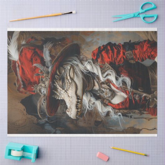 Steampunk Chick White Alligator Decoupage Seidenpapier (Basteln)