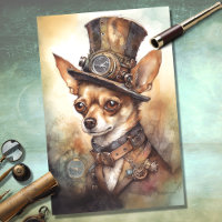 Steampunk Chihuahua 2 Dekoupage Paper