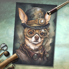 Steampunk Chihuahua 3 Dekoupage Paper Seidenpapier