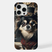 Steampunk Chihuahua Funny Long Haired Chi iPhone Hülle (Rückseite)