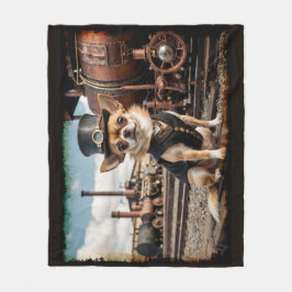 Steampunk Chihuahua und Zug Fleecedecke