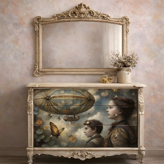 Steampunk Children Airship Seidenpapier