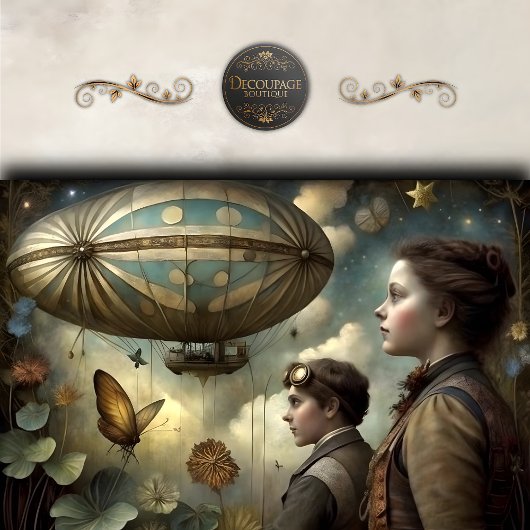 Steampunk Children Airship Seidenpapier