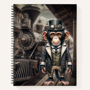 Steampunk Chimpanze am Bahnhof Notizblock