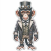 Steampunk Chimpanzee Transparenter Aufkleber (Vorderseite)