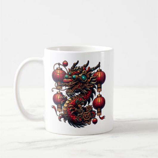 Steampunk Chinese New Year Dragon Kaffeetasse (Links)