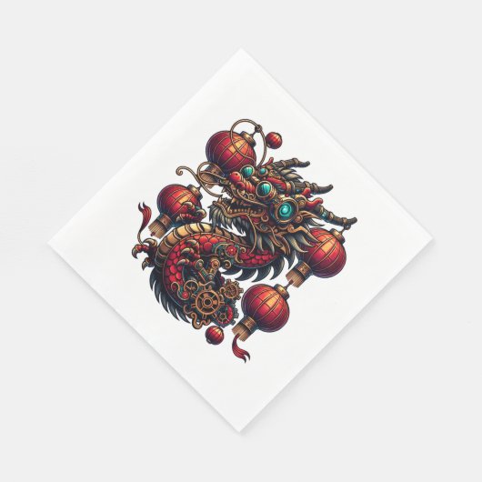 Steampunk Chinese New Year Dragon Serviette (Ecke)