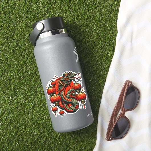 Steampunk Chinese New Year Snake Aufkleber (HydroFlask Insitu)