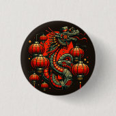 Steampunk Chinese New Year Snake Button (Vorderseite)