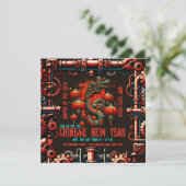 Steampunk Chinese New Year Snake Einladung (Stehend Vorderseite)