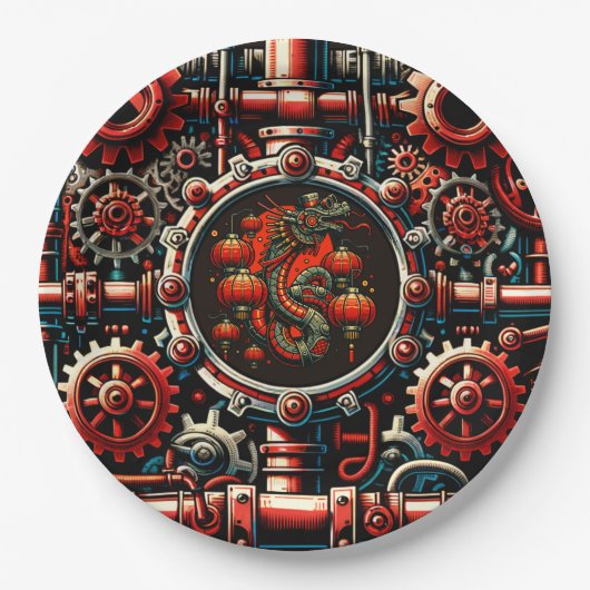 Steampunk Chinese New Year Snake Pappteller (Vorderseite)