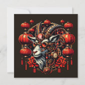 Steampunk Chinesisches Neujahrs Ziege Einladung (Rückseite)