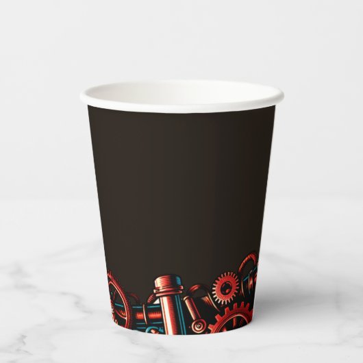 Steampunk Chinesisches Neujahrspferd Pappbecher (Rückseite)