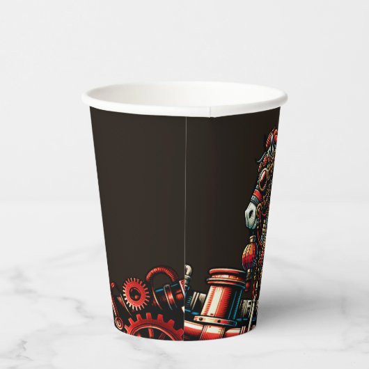 Steampunk Chinesisches Neujahrspferd Pappbecher (Rechts)