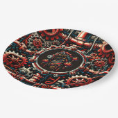 Steampunk Chinesisches Neujahrspferd Pappteller (Schrägansicht)