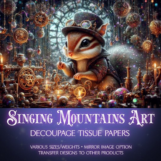 Steampunk Chipmunk Mechanischer Dream Decoupage Seidenpapier