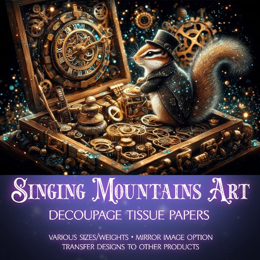 Steampunk Chipmunk Mechanischer Dream Decoupage Seidenpapier