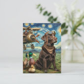 Steampunk Chocolate Labrador Van Gogh Postkarte (Stehend Vorderseite)