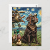 Steampunk Chocolate Labrador Van Gogh Postkarte (Vorne/Hinten)