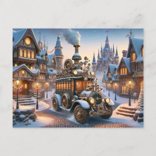 Steampunk Christmas Bus PosTcard Postkarte
