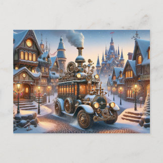 Steampunk Christmas Bus PosTcard Postkarte