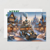 Steampunk Christmas Bus PosTcard Postkarte (Vorne/Hinten)