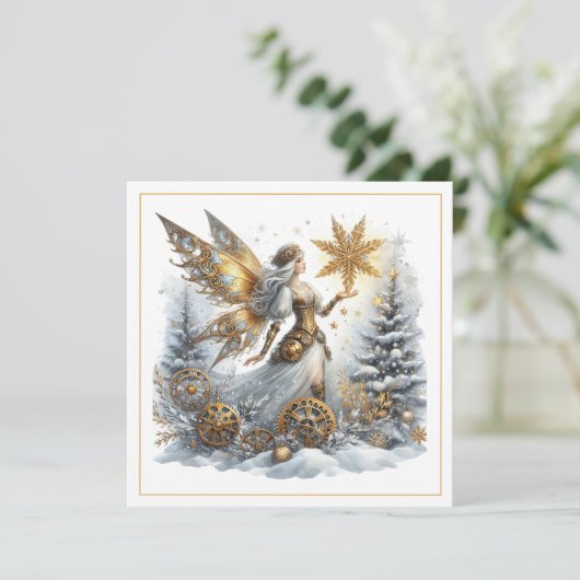 Steampunk Christmas – Golden Fairy with Snowflake (Stehend Vorderseite)