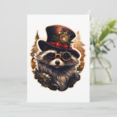 Steampunk Christmas Raccoon Einladung (Stehend Vorderseite)