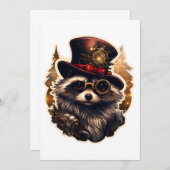 Steampunk Christmas Raccoon Einladung (Vorne/Hinten)
