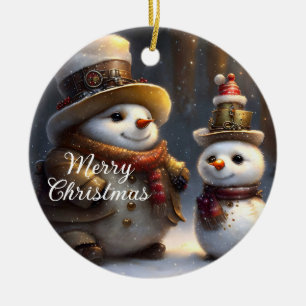 Steampunk Christmas Snowmen Keramik Ornament