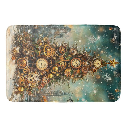 Steampunk Christmas Tree Bath Mat Badematte (Vorderseite)
