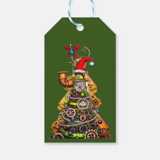 Steampunk Christmas Tree Geschenkanhänger (Vorderseite)