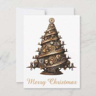Steampunk Christmas Tree Grußkarte Mitteilungskarte