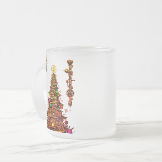 Steampunk Christmas Tree Mattglastasse (Vorderseite Links)