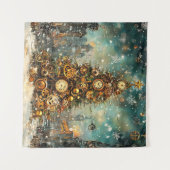 Steampunk Christmas Tree Tapestry Wandteppich (Vorderseite (Horizontal))