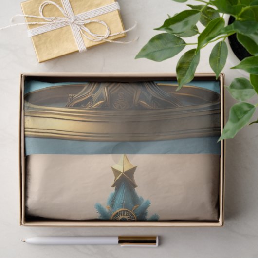 Steampunk Christmas tree with metal gears Seidenpapier (Geschenk)