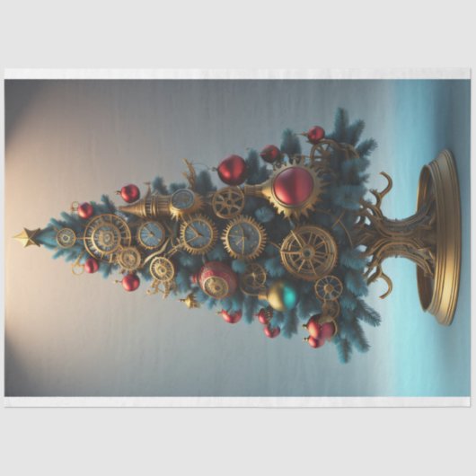 Steampunk Christmas tree with metal gears Seidenpapier (Vorderseite)
