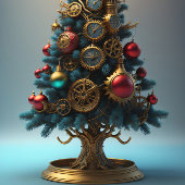 Steampunk Christmas tree with metal gears Seidenpapier