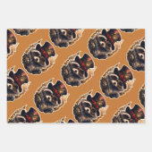 Steampunk Christmas Tree Wolf Raccoon 3 Patterns Geschenkpapier Set (Vorderseite)