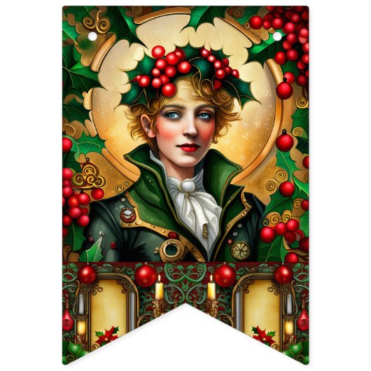 Steampunk Christmas Wimpelkette (Erste Fahne)