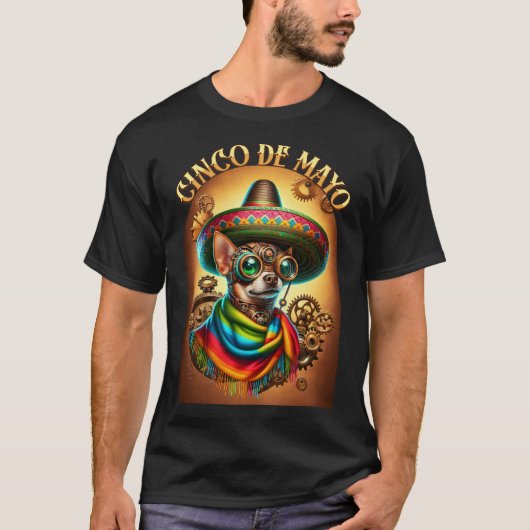 Steampunk Cinco de Mayo Chihuahua T-Shirt (Vorderseite)