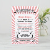 Steampunk Circus Hochzeit Einladung Rosa (Stehend Vorderseite)