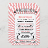 Steampunk Circus Hochzeit Einladung Rosa (Vorne/Hinten)